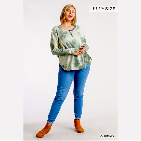 NEW Umgee Plus Olive Mix Tie Dye Top XL-2XL - Picture 7 of 15